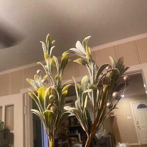 tree branch decor with silver balls🤍